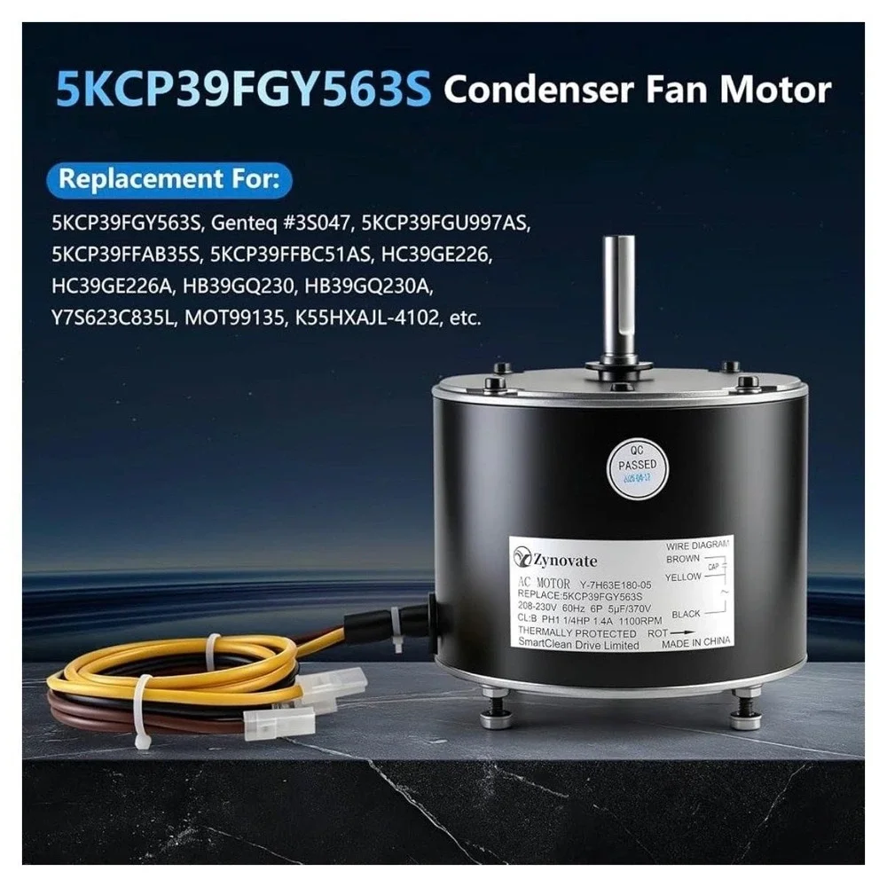 Zynovate Y-7H63E180-05 Condenser Fan Motor 1/4HP 208-230V GE Carrier New AC